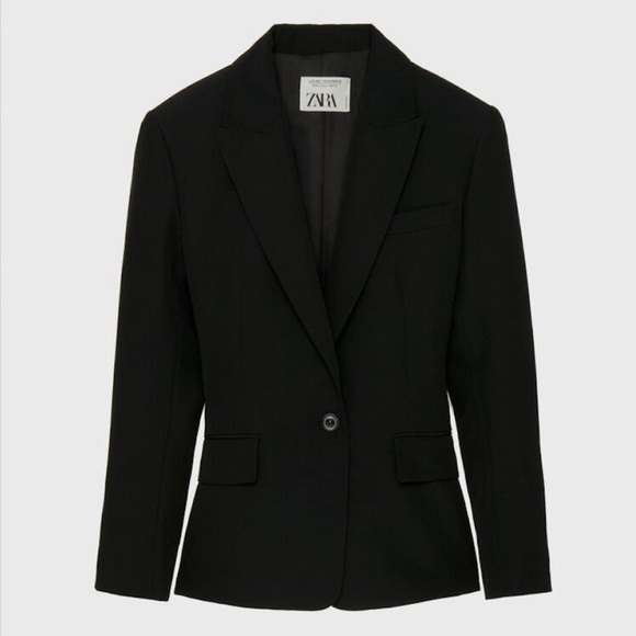 Zara NWT Luxury Minimalist Classic Black Tailored Cinched Waist Blazer/Jacket